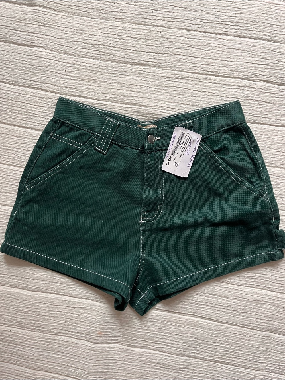 NWT Green Carpenter Shorts with Contrast Stitching
